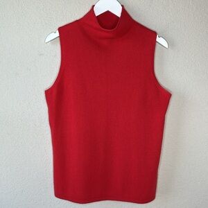 Chico's Black Label 100% Cashmere Turtleneck Sweater Sleeveless  Red Sz 2/Medium